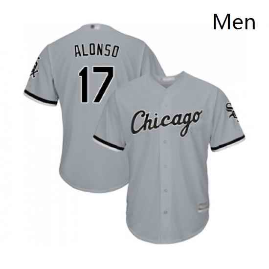 Mens Chicago White Sox 17 Yonder Alonso Replica Grey Road Cool Base Baseball Jersey